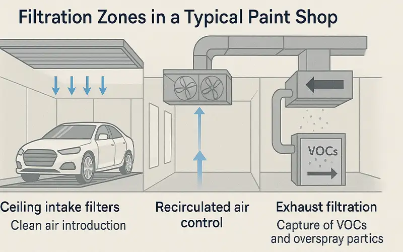 Air Filtration in Automotive Paint Shops Protecting Finish Quality from Overspray and Dust